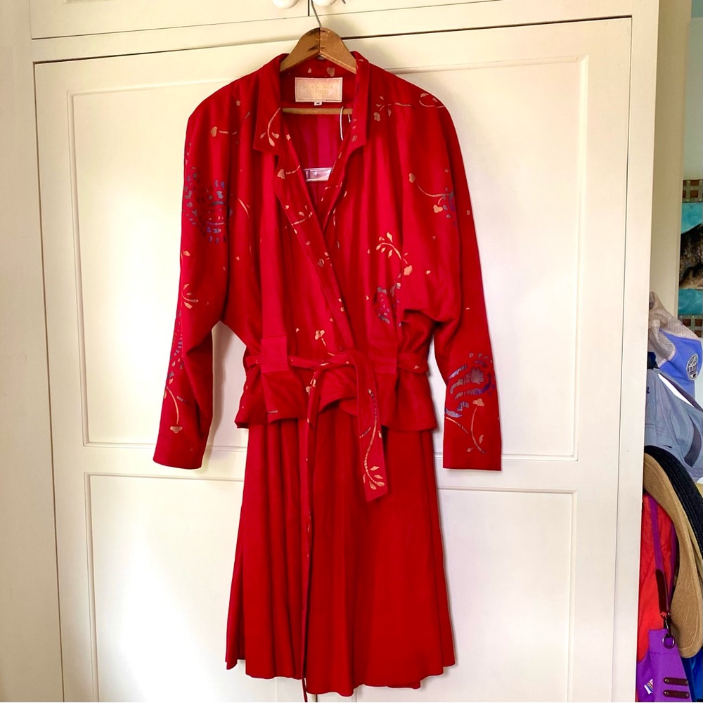 Southwest Vintage softest red leather soft suede skirt and jacket top. medium…